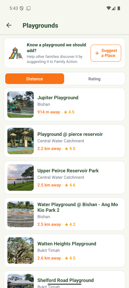 Family Action app β venues near you, sorted by distance